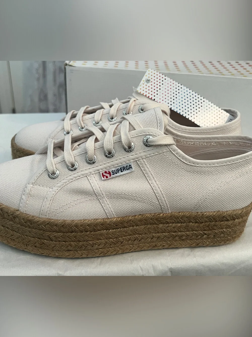 NWT Superga 2790 Rope Platform Espadrille Sneakers Light Pink Size 10